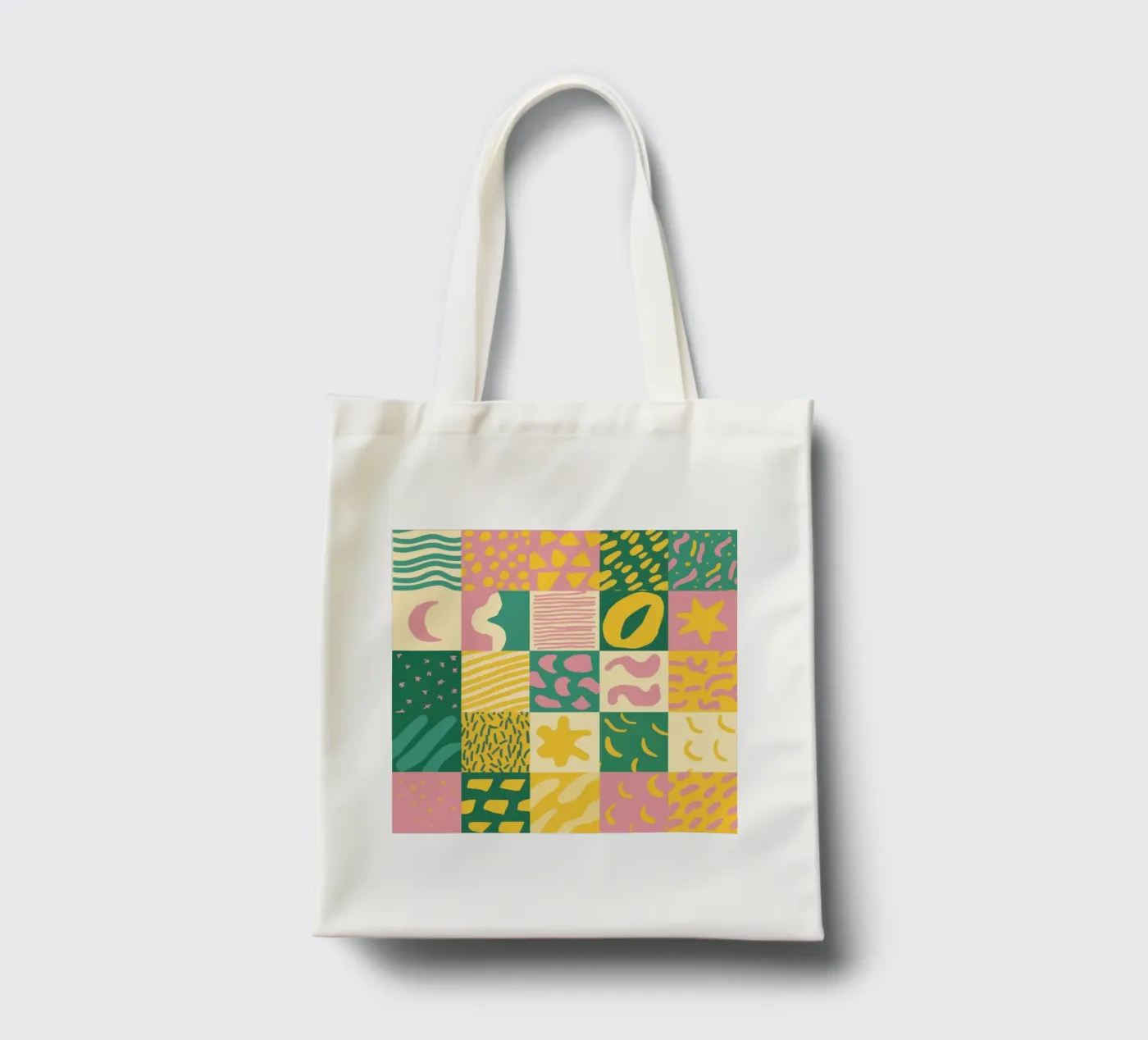 Joyful Patchwork Grid tote bag by Sun Riser