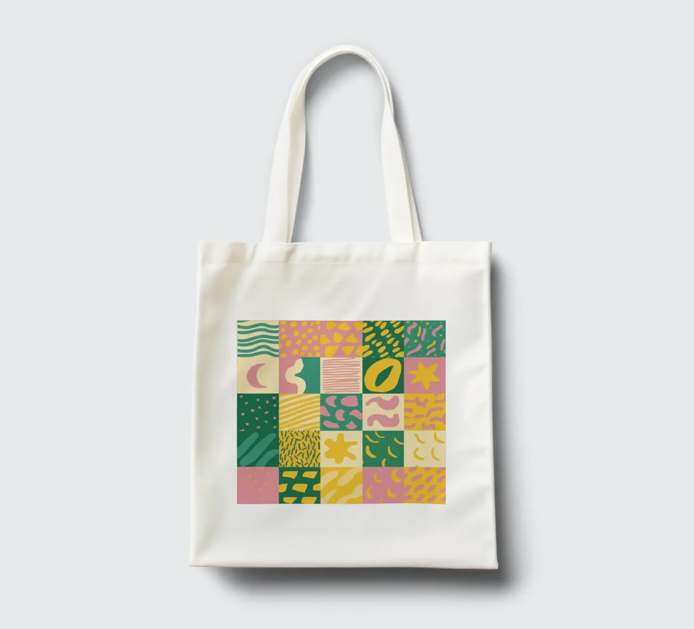 Joyful Patchwork Grid tote bag by Sun Riser