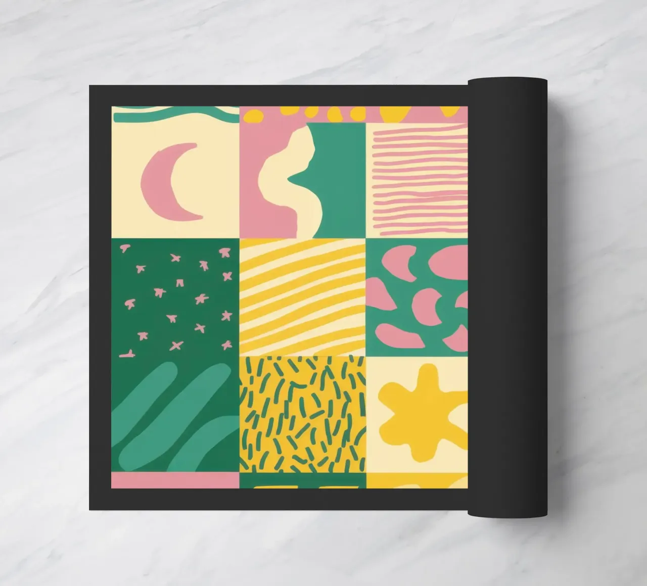 Vrolijk patchworkraster deurmat van Sun Riser