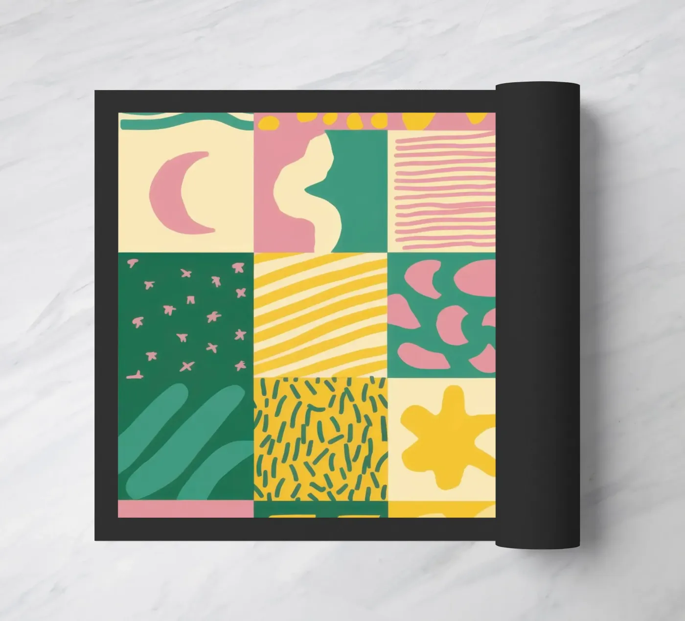 Joyful Patchwork Grid doormat by Sun Riser