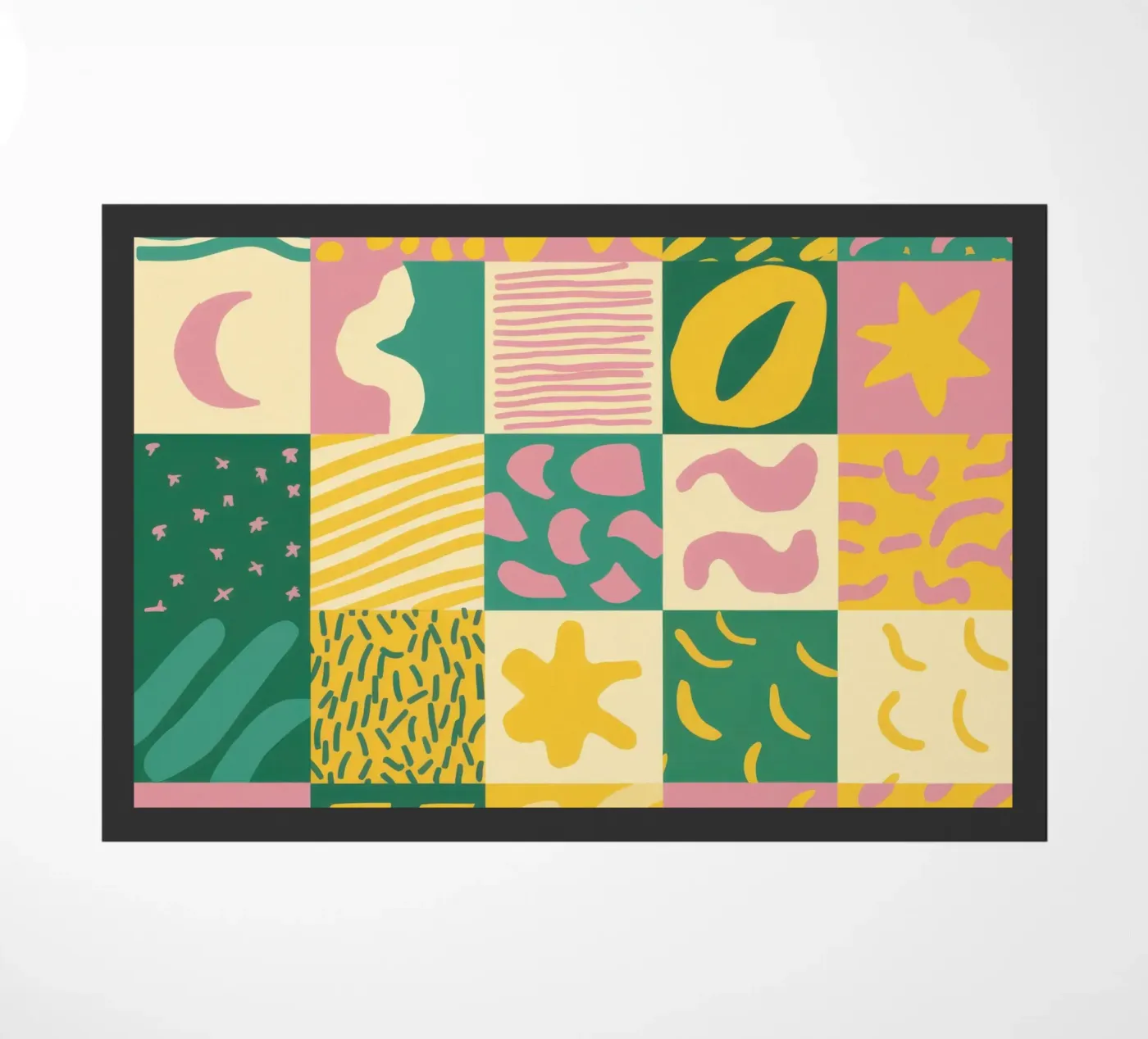 Fröhliches Patchwork-Gitter Fußmatte von Sun Riser