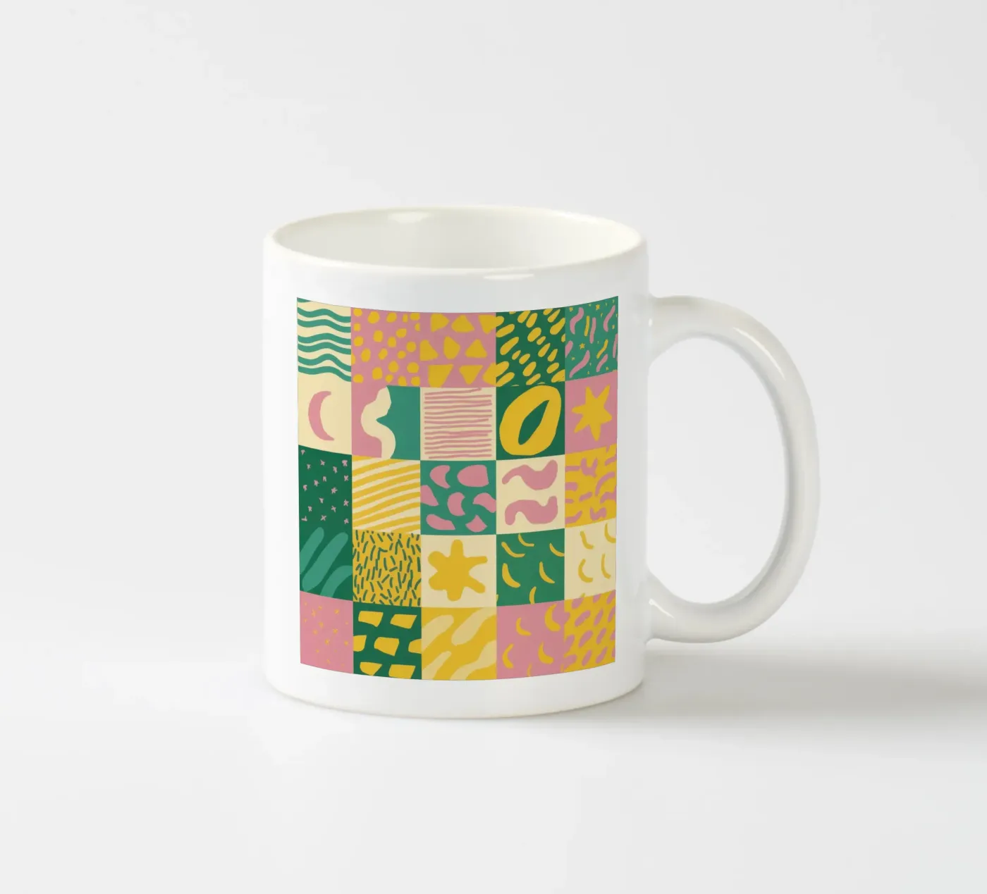 Joyful Patchwork Grid ceramic mug by Sun Riser