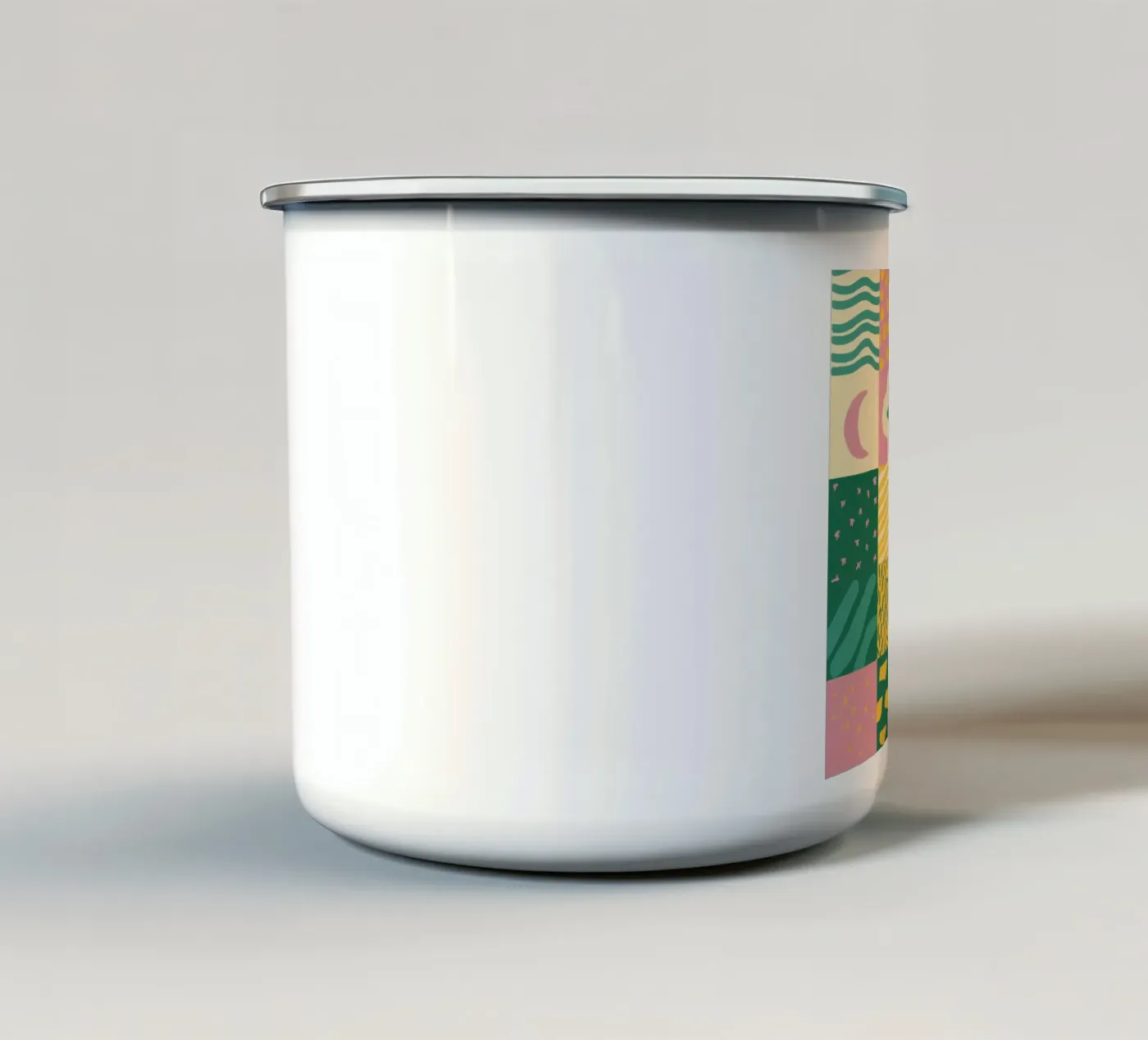 Vrolijk patchworkraster emaille mok van Sun Riser