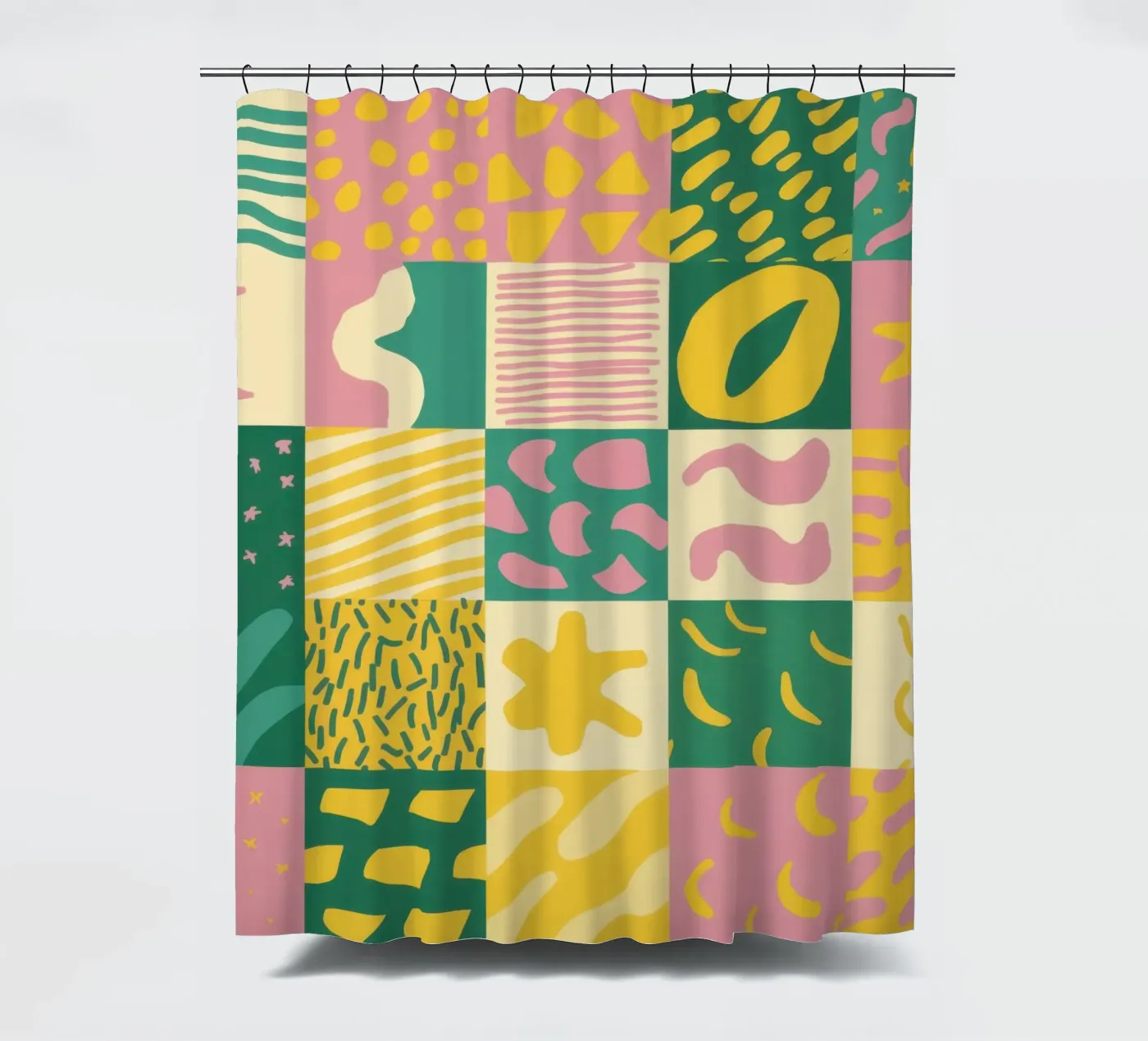 Fröhliches Patchwork-Gitter Duschvorhang von Sun Riser