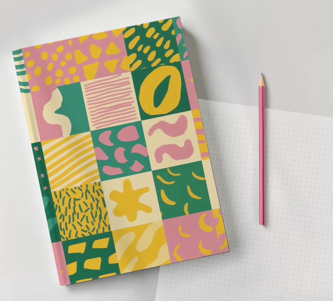 Joyful Patchwork Grid notebook by Sun Riser