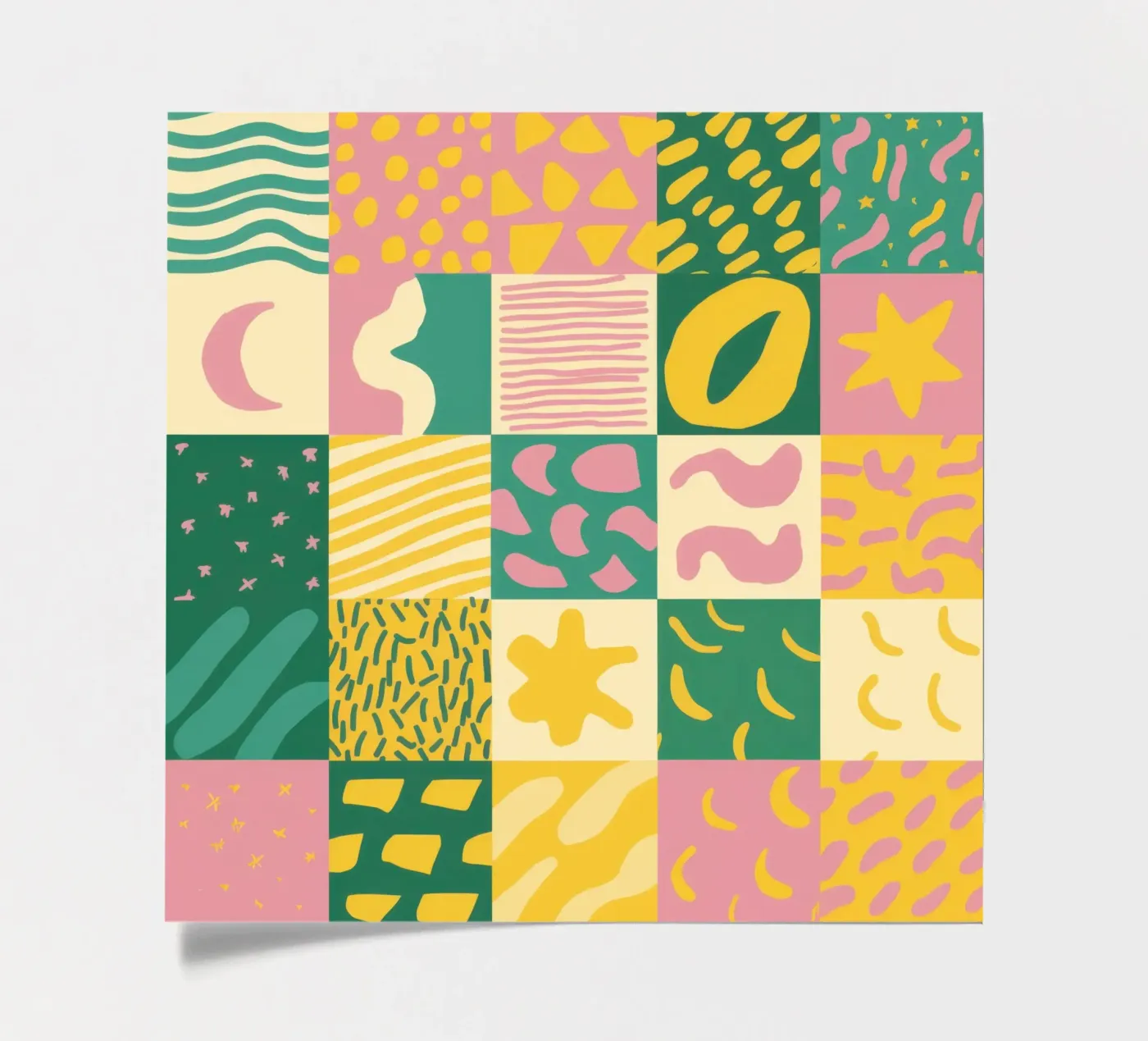 Vrolijk patchworkraster stickervel van Sun Riser