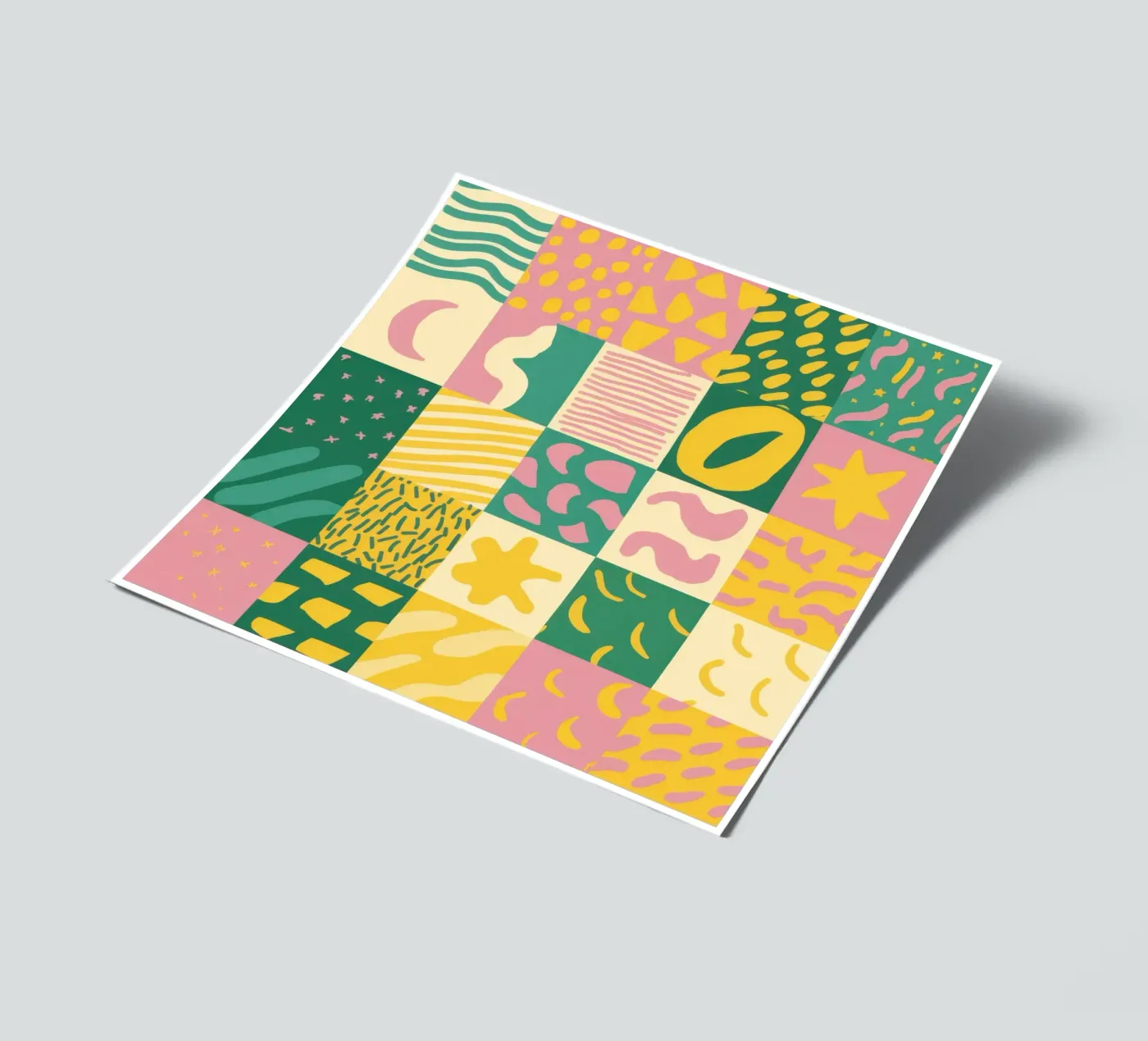 Vrolijk patchworkraster stickervel van Sun Riser