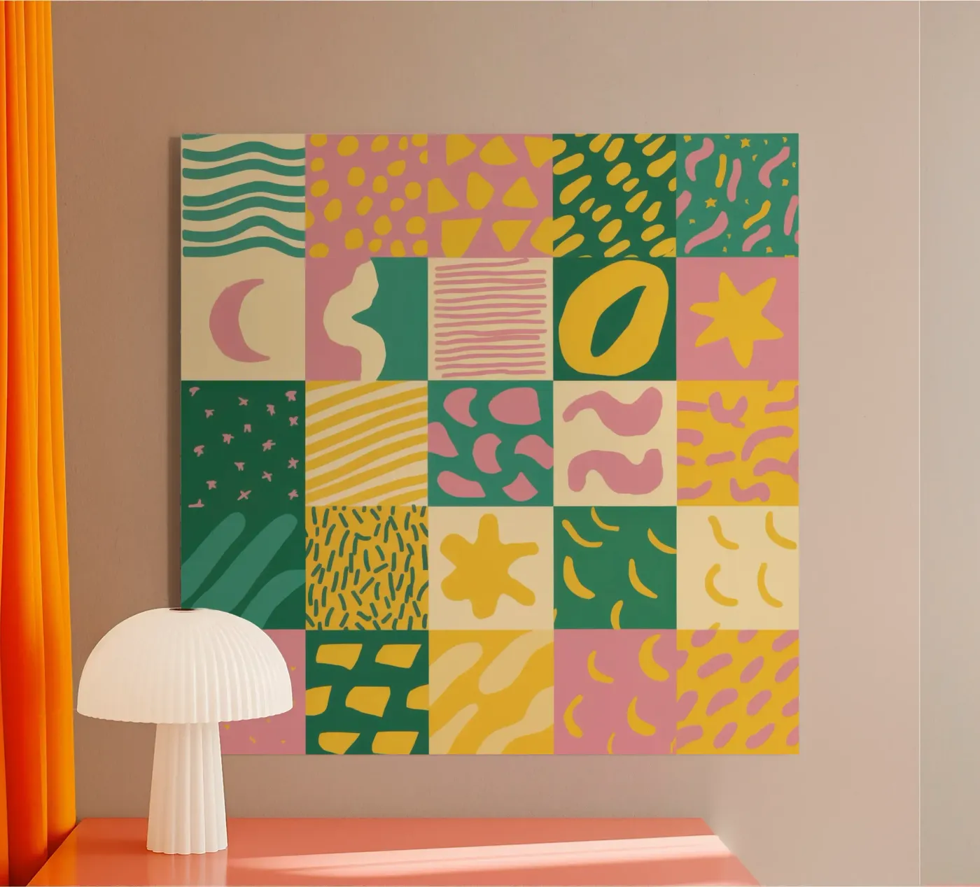 Fröhliches Patchwork-Gitter Acryl-Glas von Sun Riser