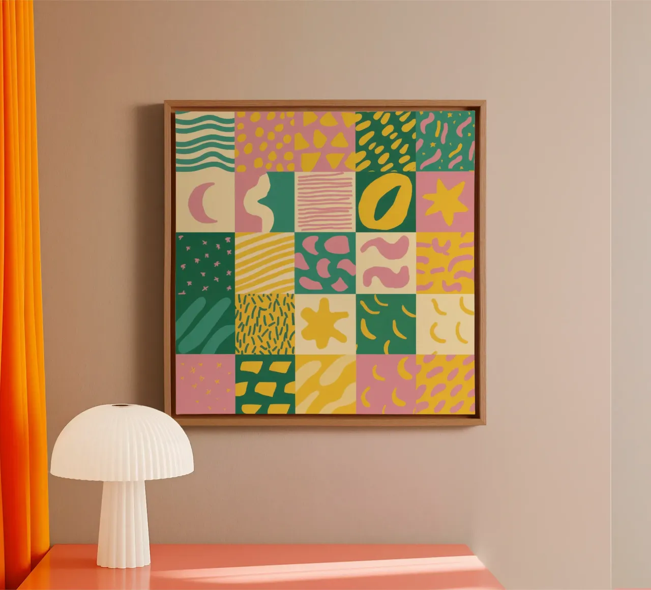 Joyful Patchwork Grid canvas van Sun Riser