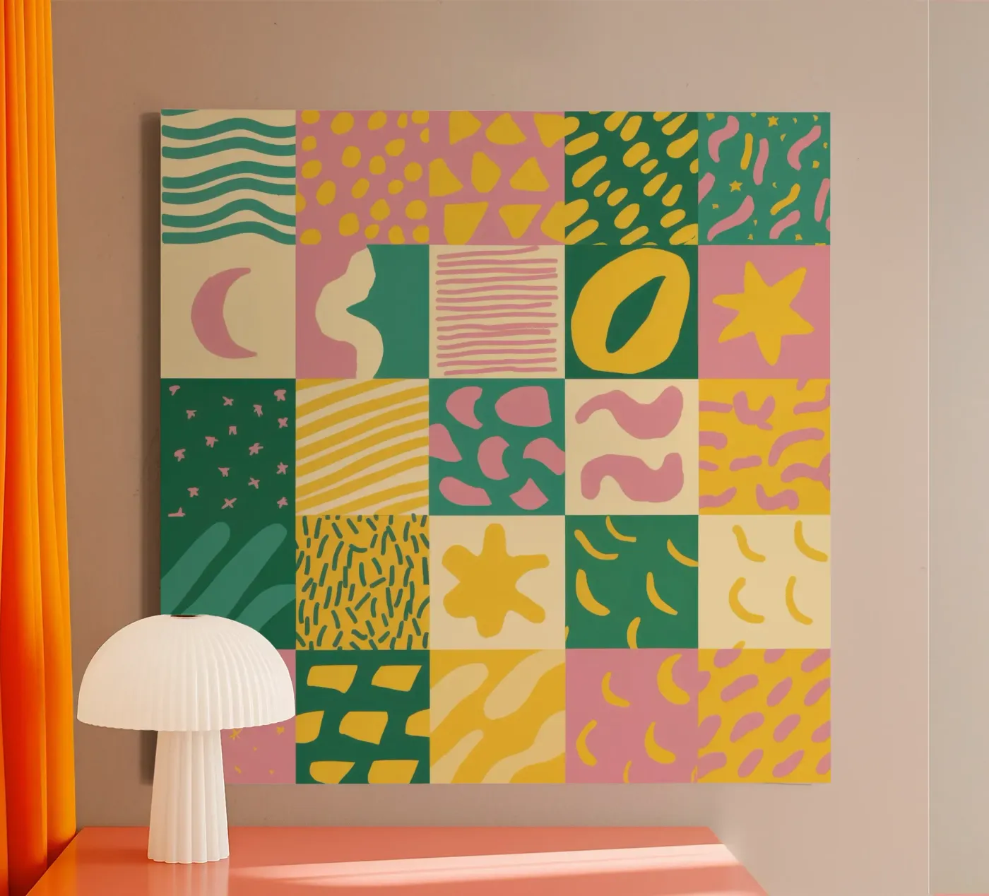 Joyful Patchwork Grid canvas by Sun Riser
