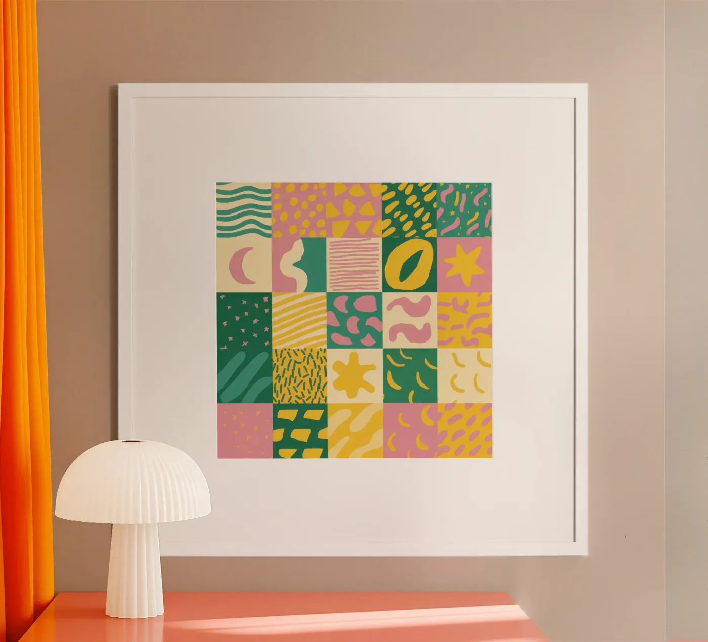 Joyful Patchwork Grid poster van Sun Riser