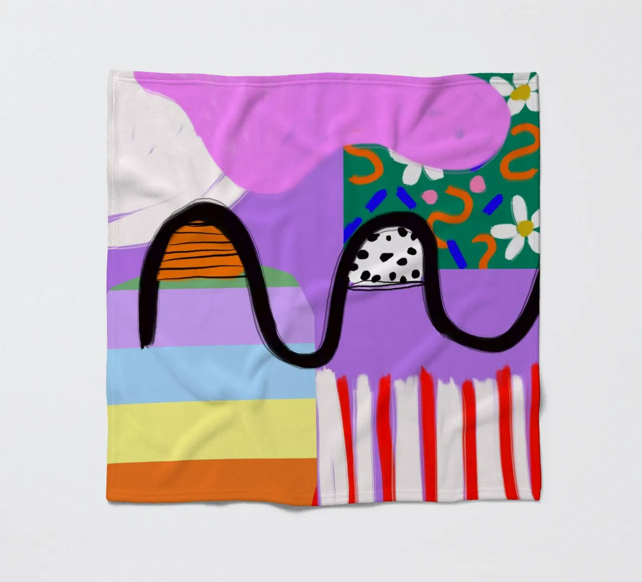 colorful patchwork fleecedeken van Hej Ibiza by Ute Arnold