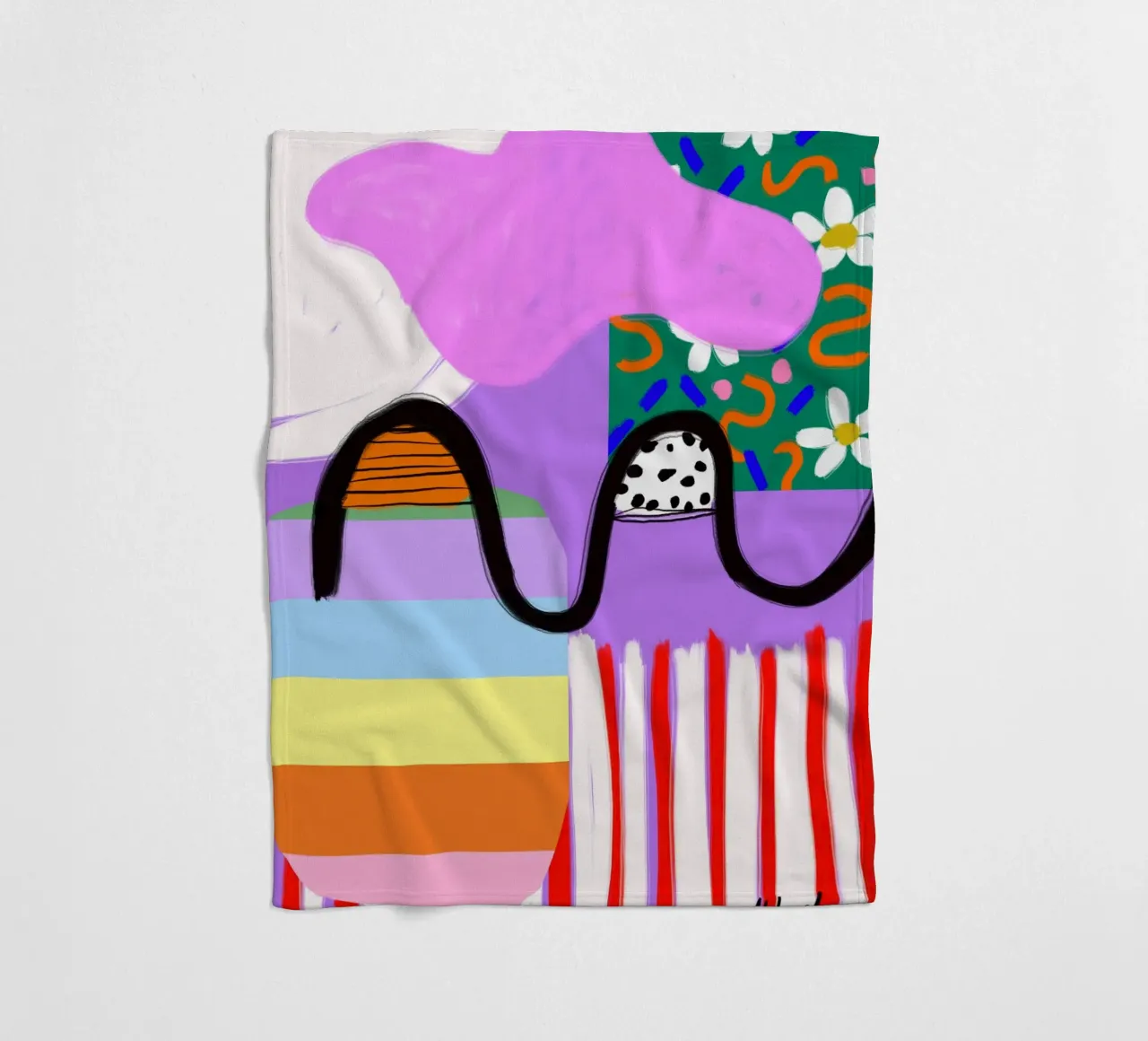 colorful patchwork fleecedeken van Hej Ibiza by Ute Arnold