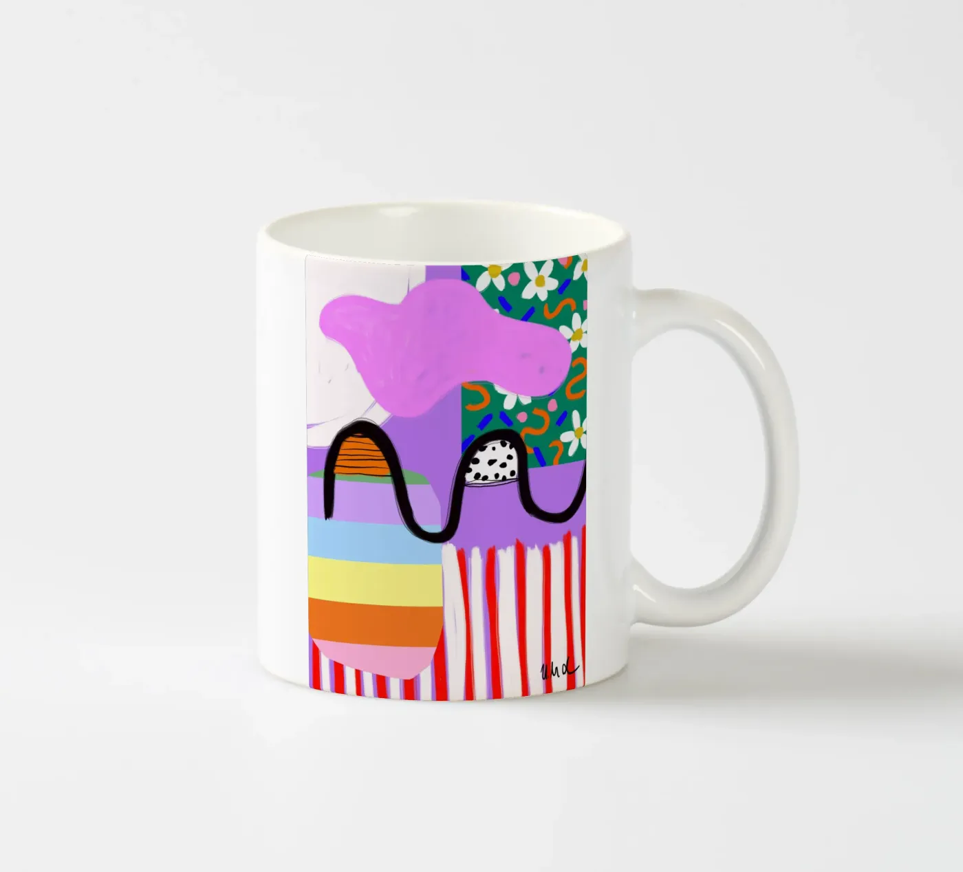 colorful patchwork keramische mok van Hej Ibiza by Ute Arnold