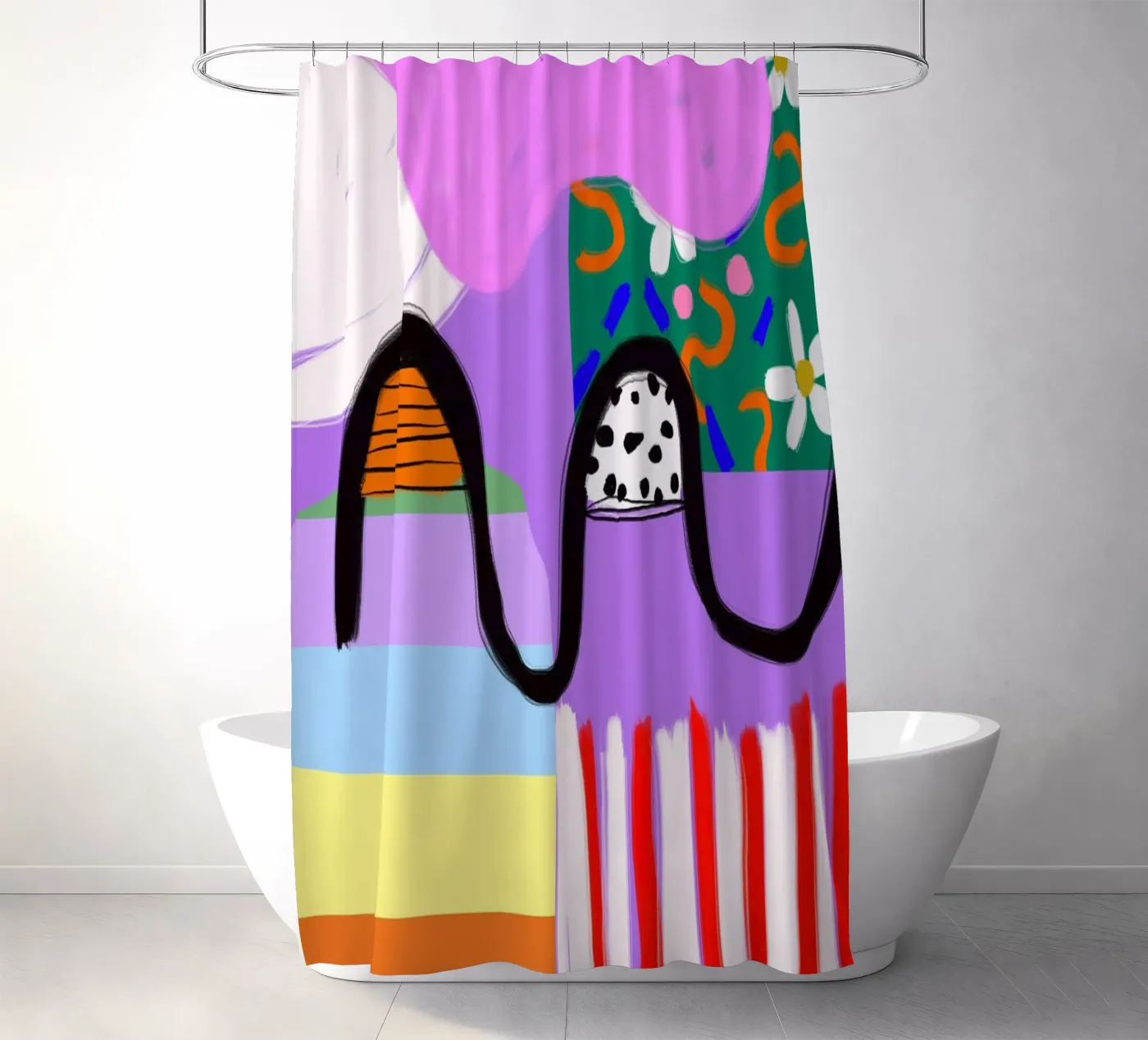 colorful patchwork douchegordijn van Hej Ibiza by Ute Arnold