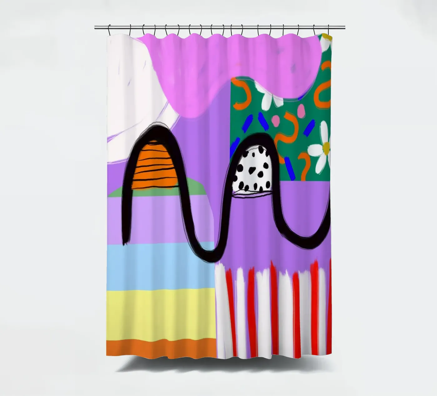 colorful patchwork douchegordijn van Hej Ibiza by Ute Arnold