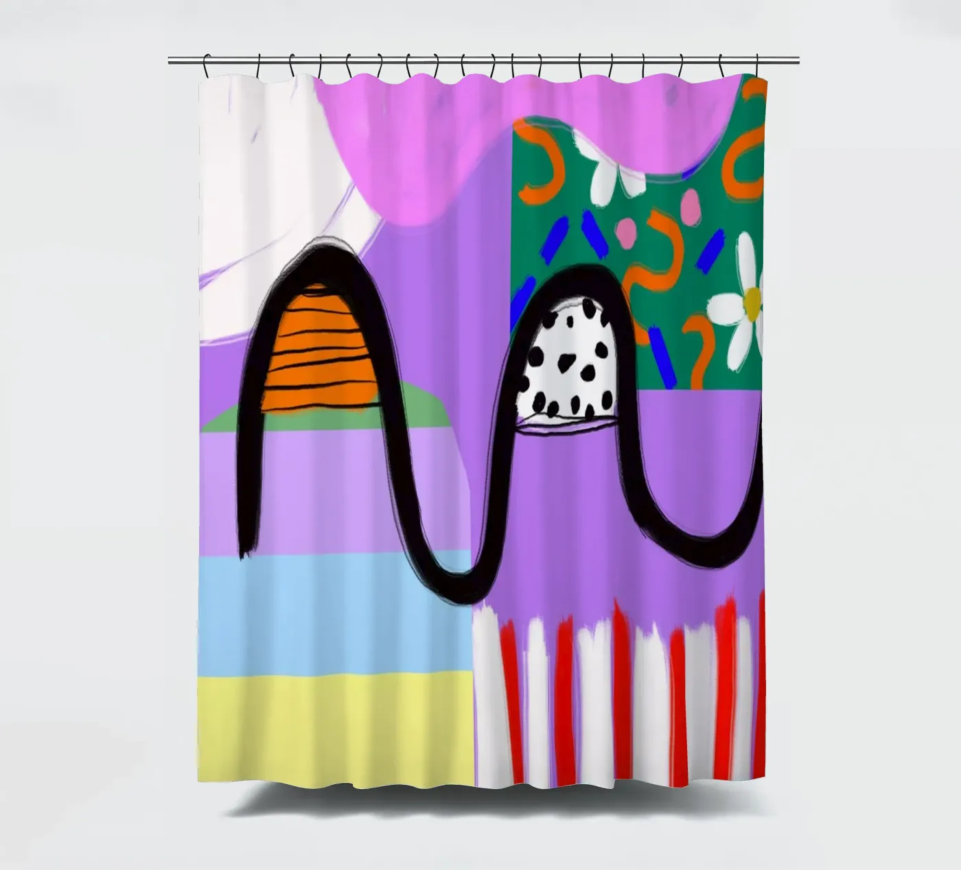 colorful patchwork douchegordijn van Hej Ibiza by Ute Arnold