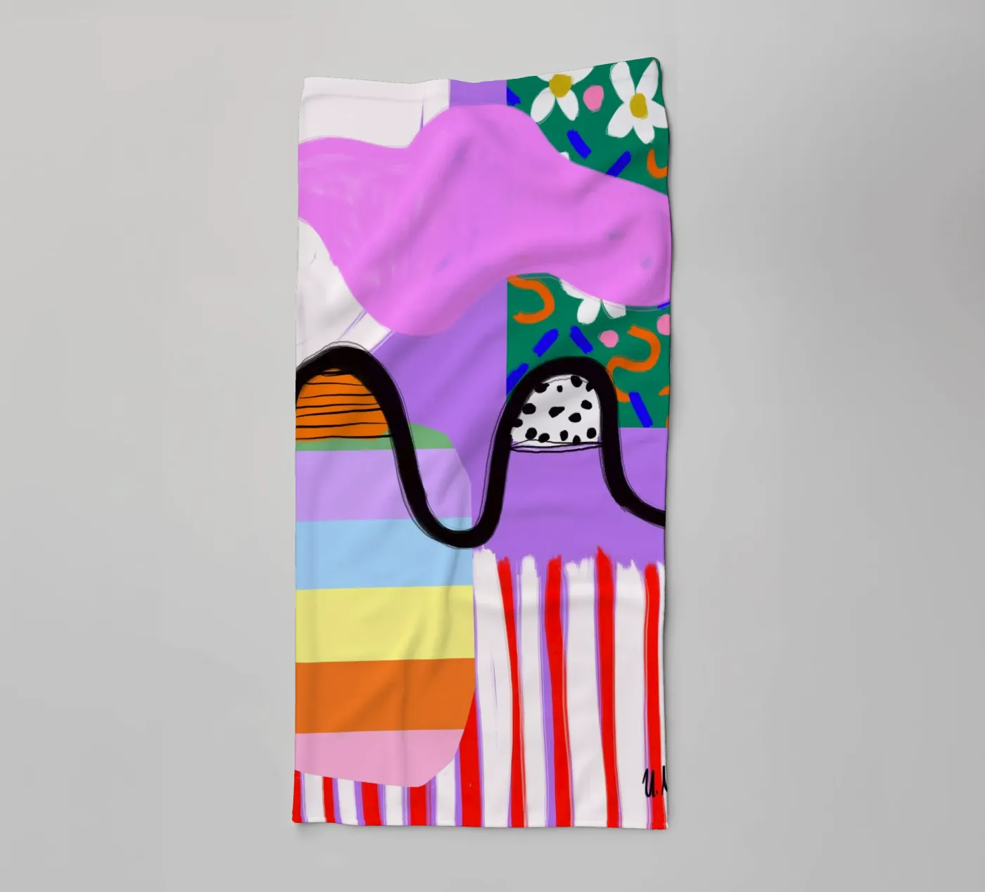 colorful patchwork badhanddoek van Hej Ibiza by Ute Arnold