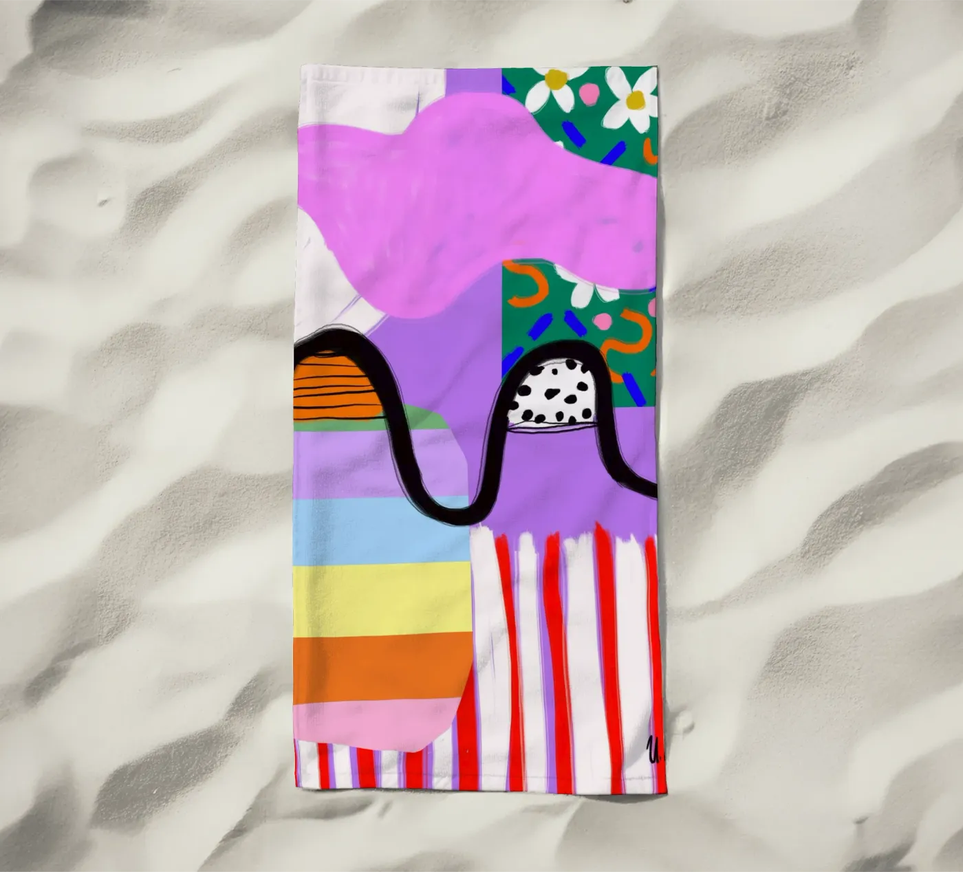 colorful patchwork strandhanddoek van Hej Ibiza by Ute Arnold