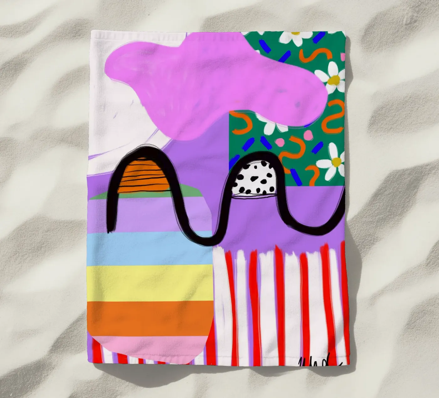 colorful patchwork strandhanddoek van Hej Ibiza by Ute Arnold