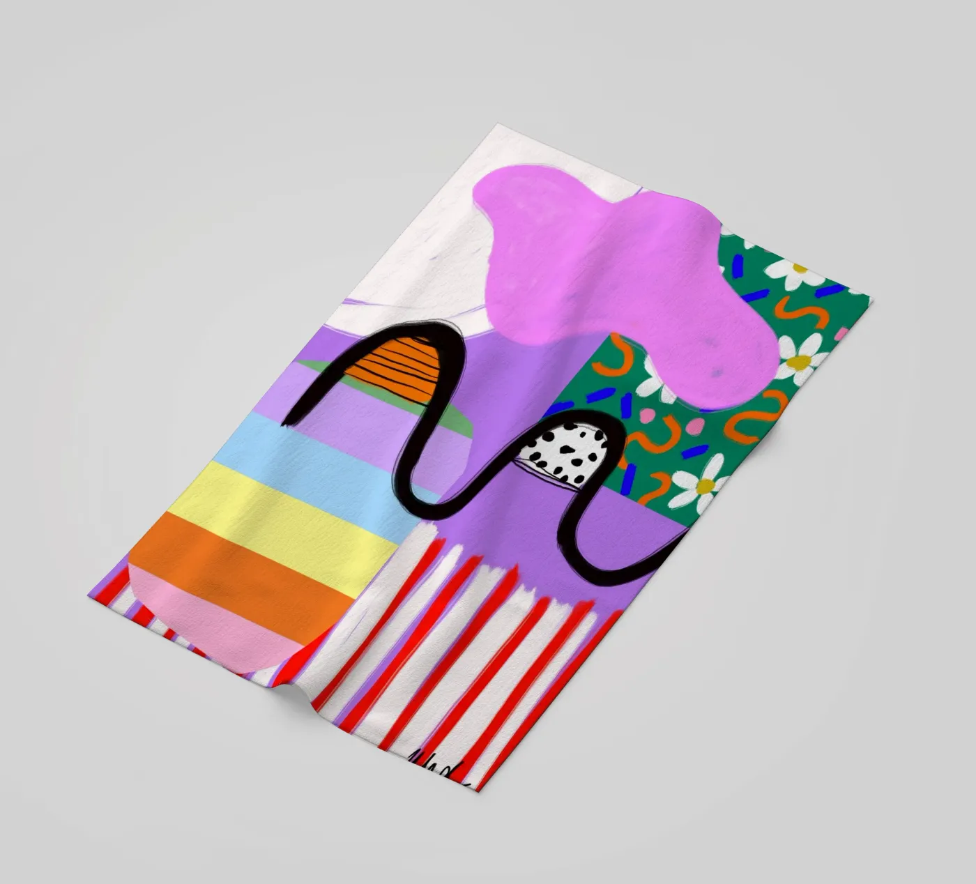 colorful patchwork strandhanddoek van Hej Ibiza by Ute Arnold