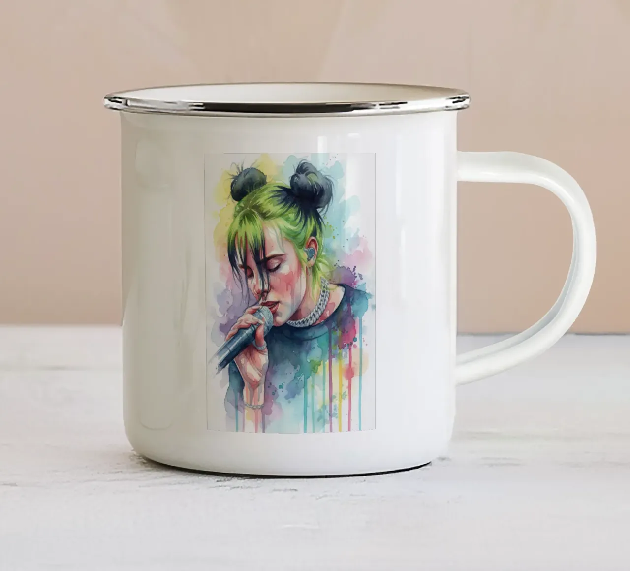 Billie Eilish arte astratta tazza in smalto da Kalis