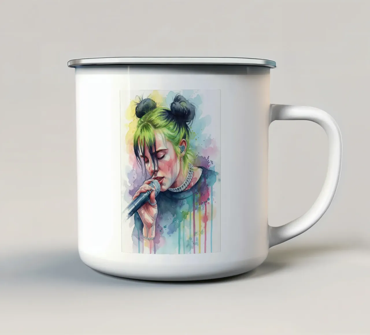 Billie Eilish arte astratta tazza in smalto da Kalis