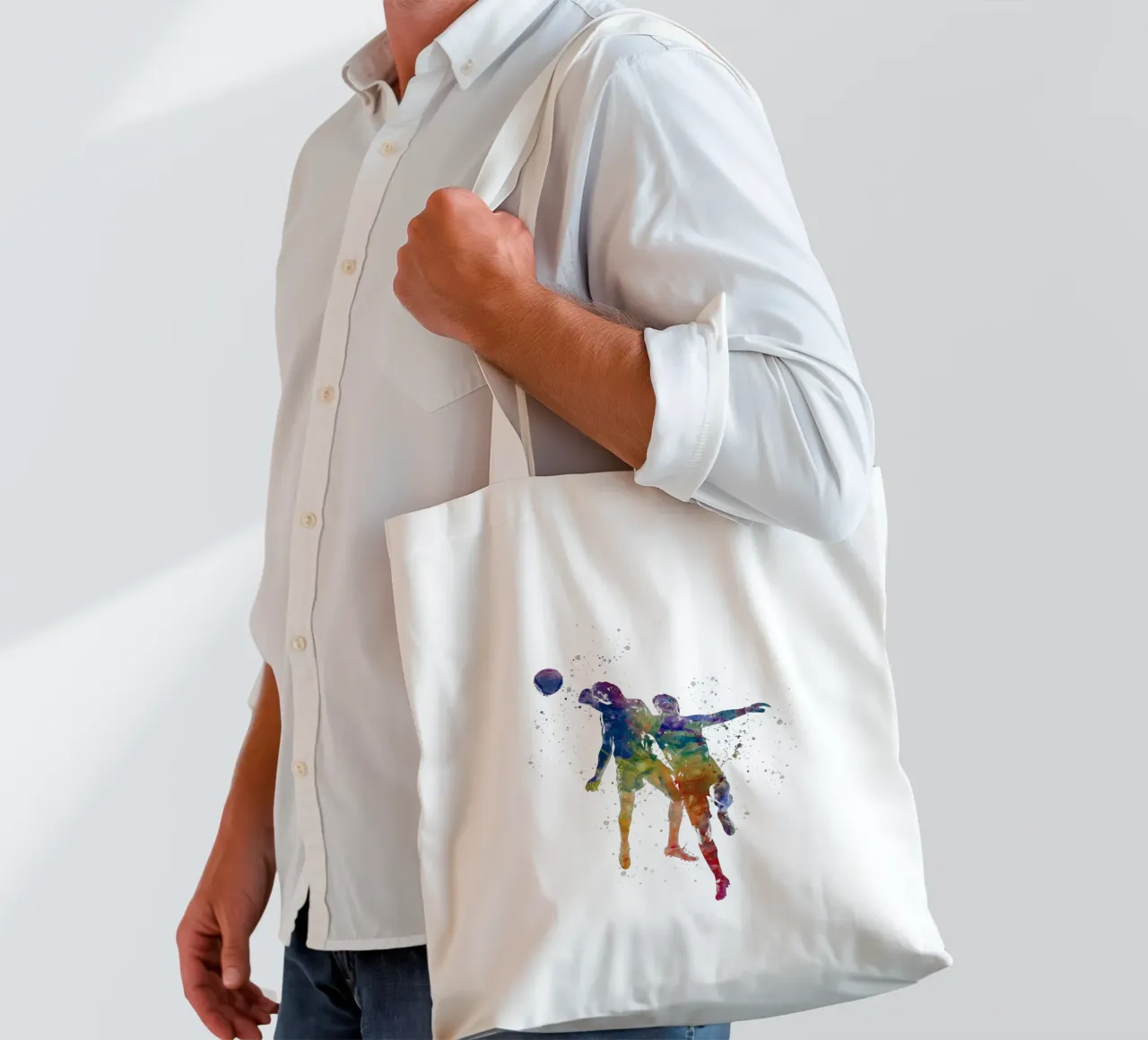 Giocatore di calcio ad acquerello borsa in juta da ⚽ Sports Pulse