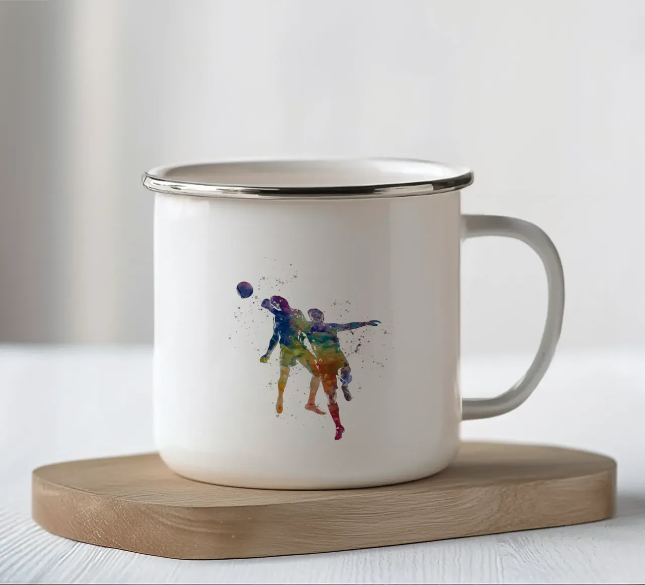 Giocatore di calcio ad acquerello tazza in smalto da ⚽ Sports Pulse