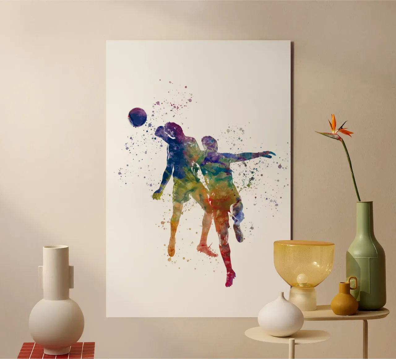 Giocatore di calcio ad acquerello alluminio dibond da ⚽ Sports Pulse