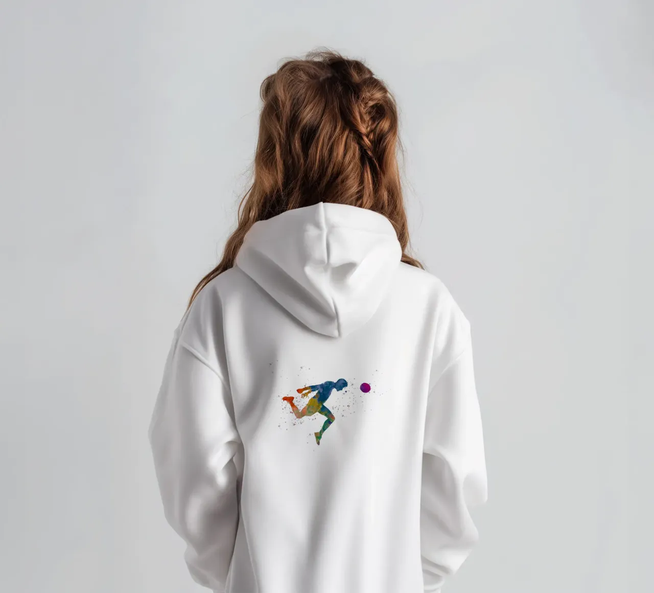 Intestazione di giocatore di calcio in acquerello felpa bambino con cappuccio da ⚽ Sports Pulse