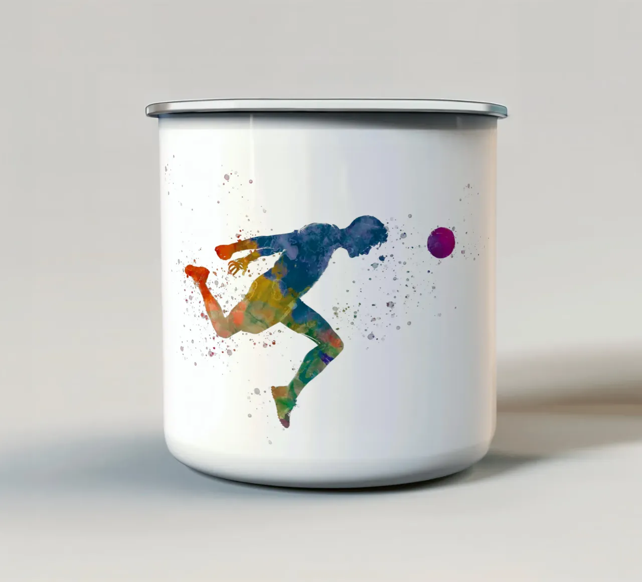 Intestazione di giocatore di calcio in acquerello tazza in smalto da ⚽ Sports Pulse