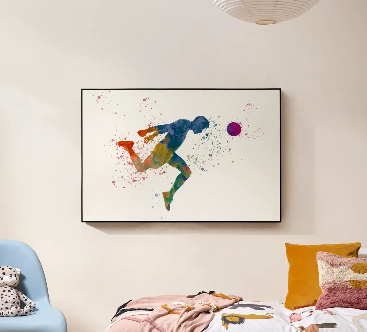 Intestazione di giocatore di calcio in acquerello plexiglass da ⚽ Sports Pulse