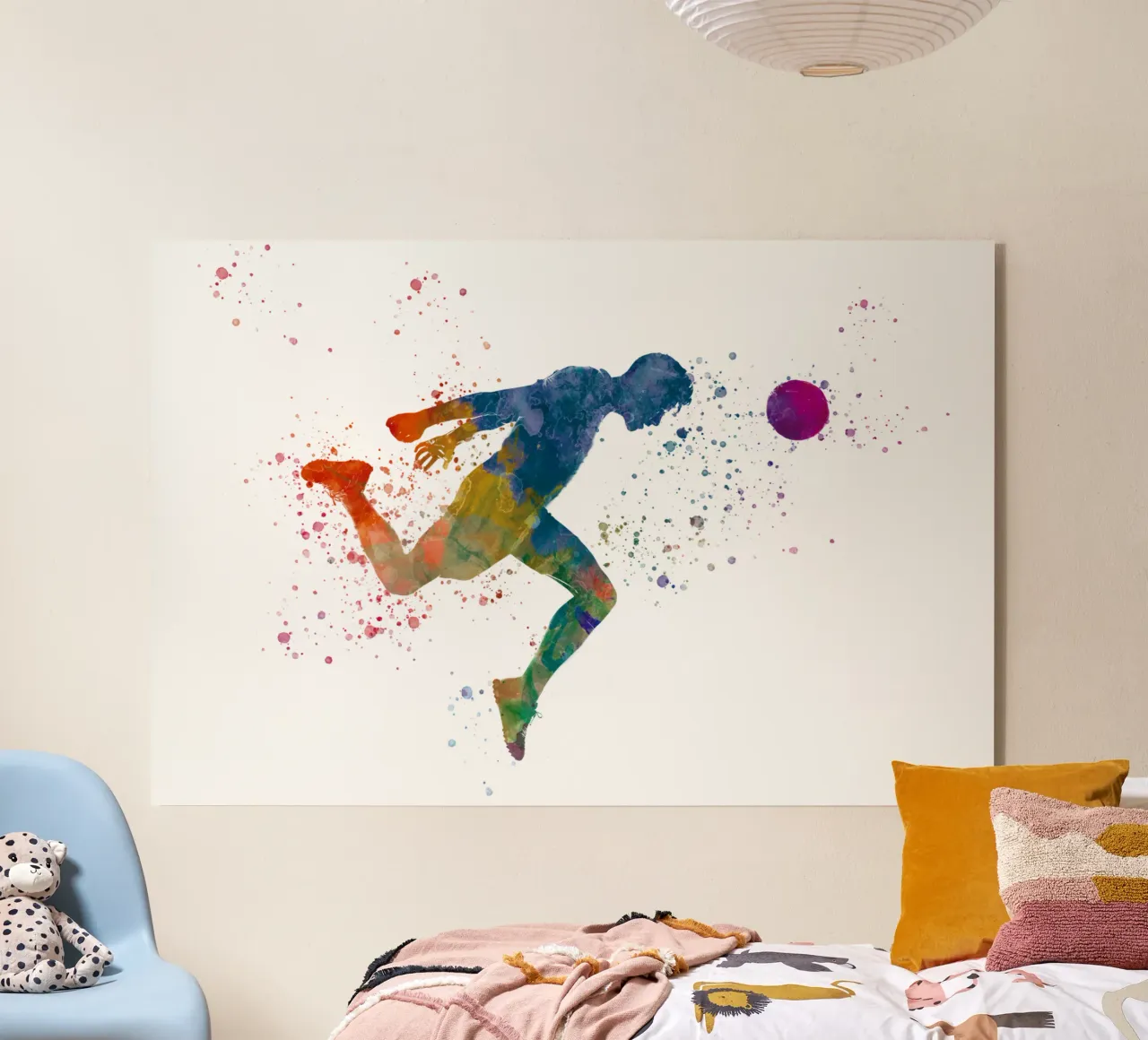 Intestazione di giocatore di calcio in acquerello plexiglass da ⚽ Sports Pulse