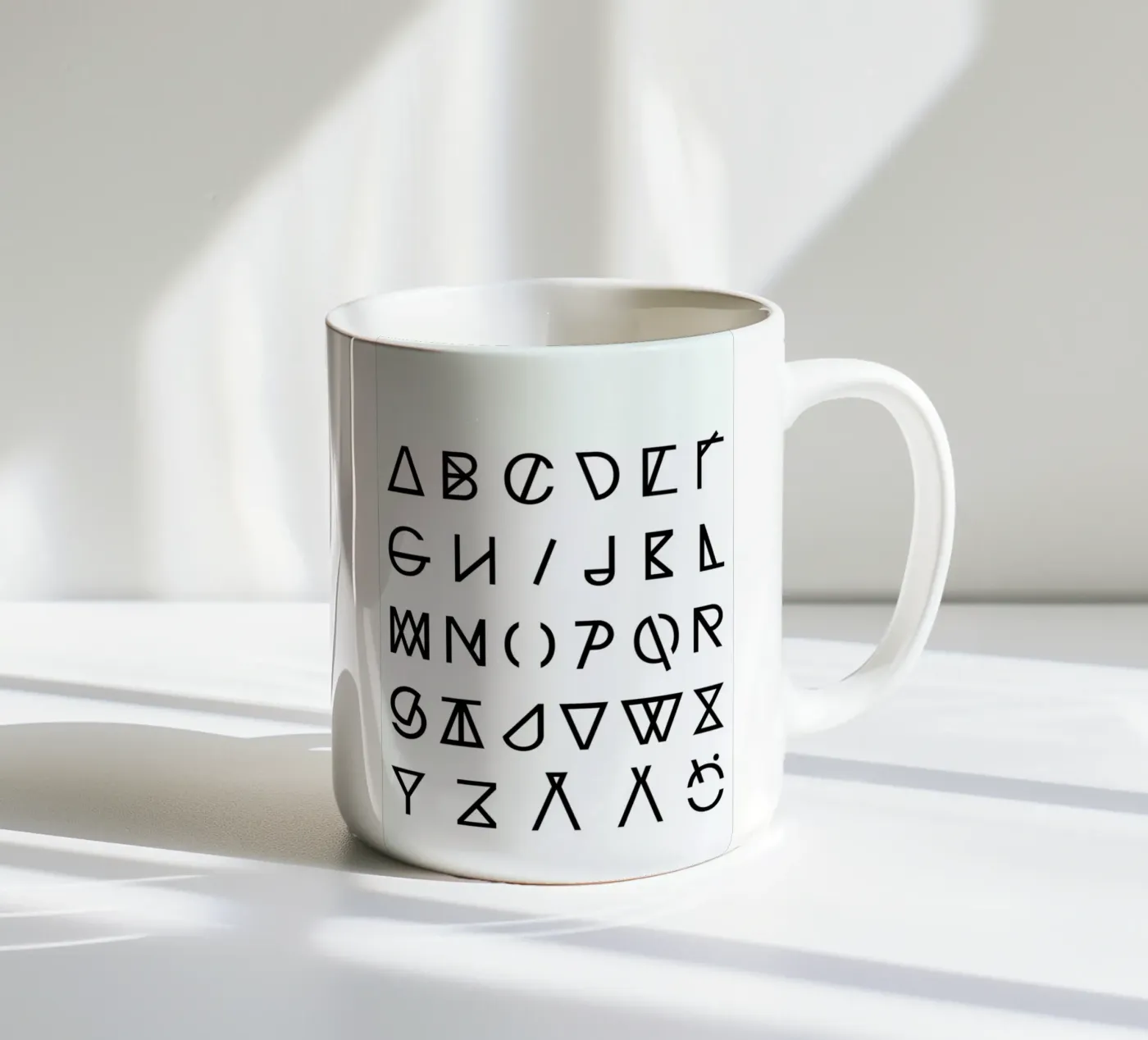 Graphic Alphabets ceramic mug by RK Design