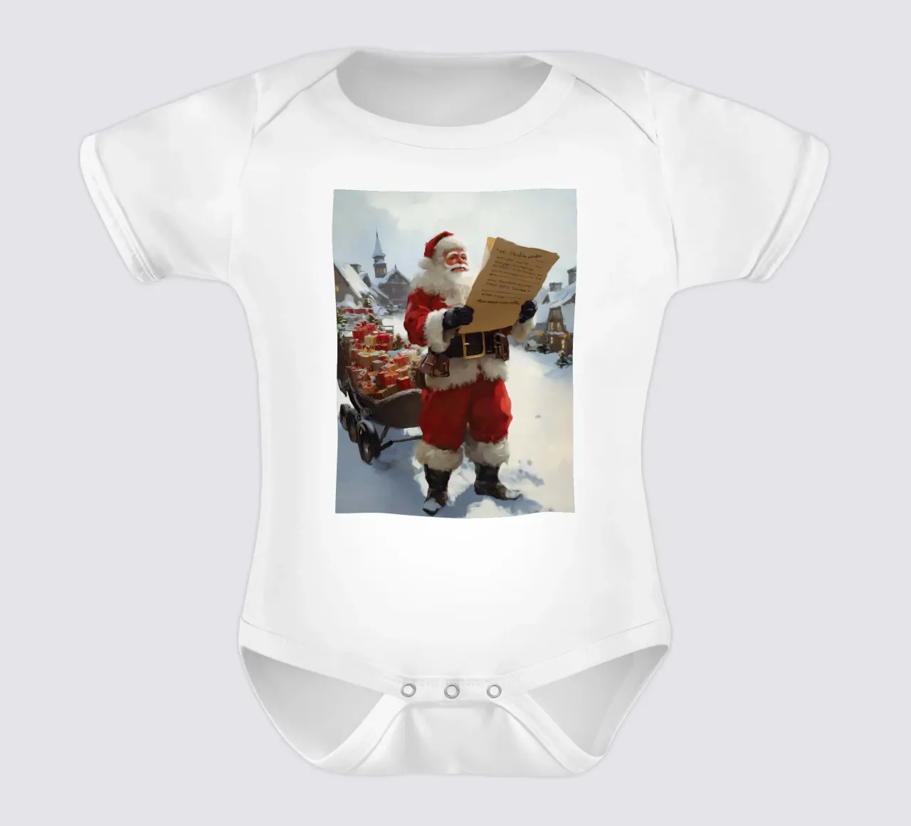 Babbo Natale con la lista dei desideri body neonato maniche corte da Cozy Vibes