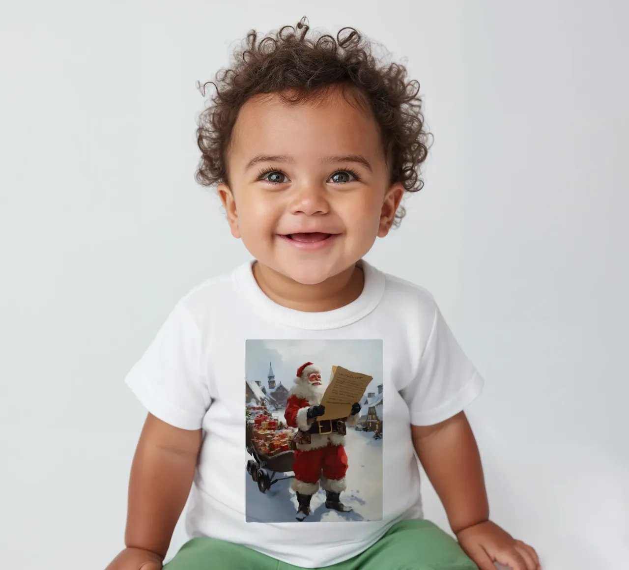 Babbo Natale con la lista dei desideri maglietta neonato da Cozy Vibes