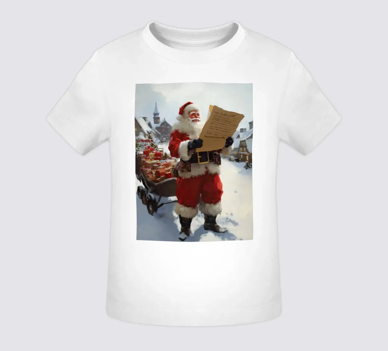 Babbo Natale con la lista dei desideri maglietta neonato da Cozy Vibes
