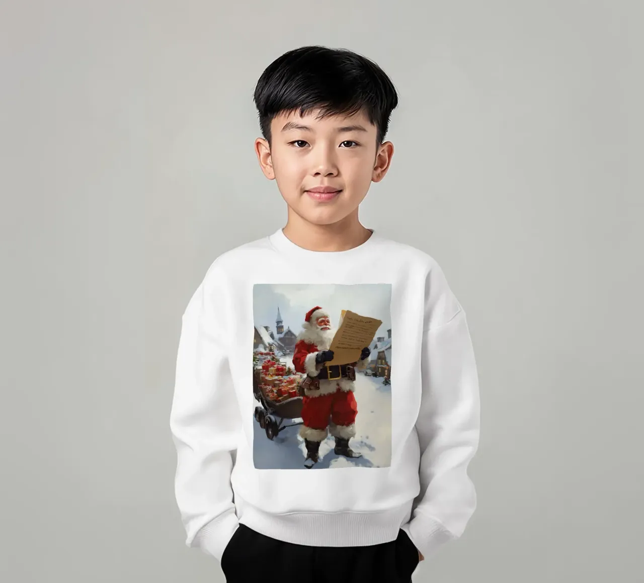 Babbo Natale con la lista dei desideri felpa bambino da Cozy Vibes