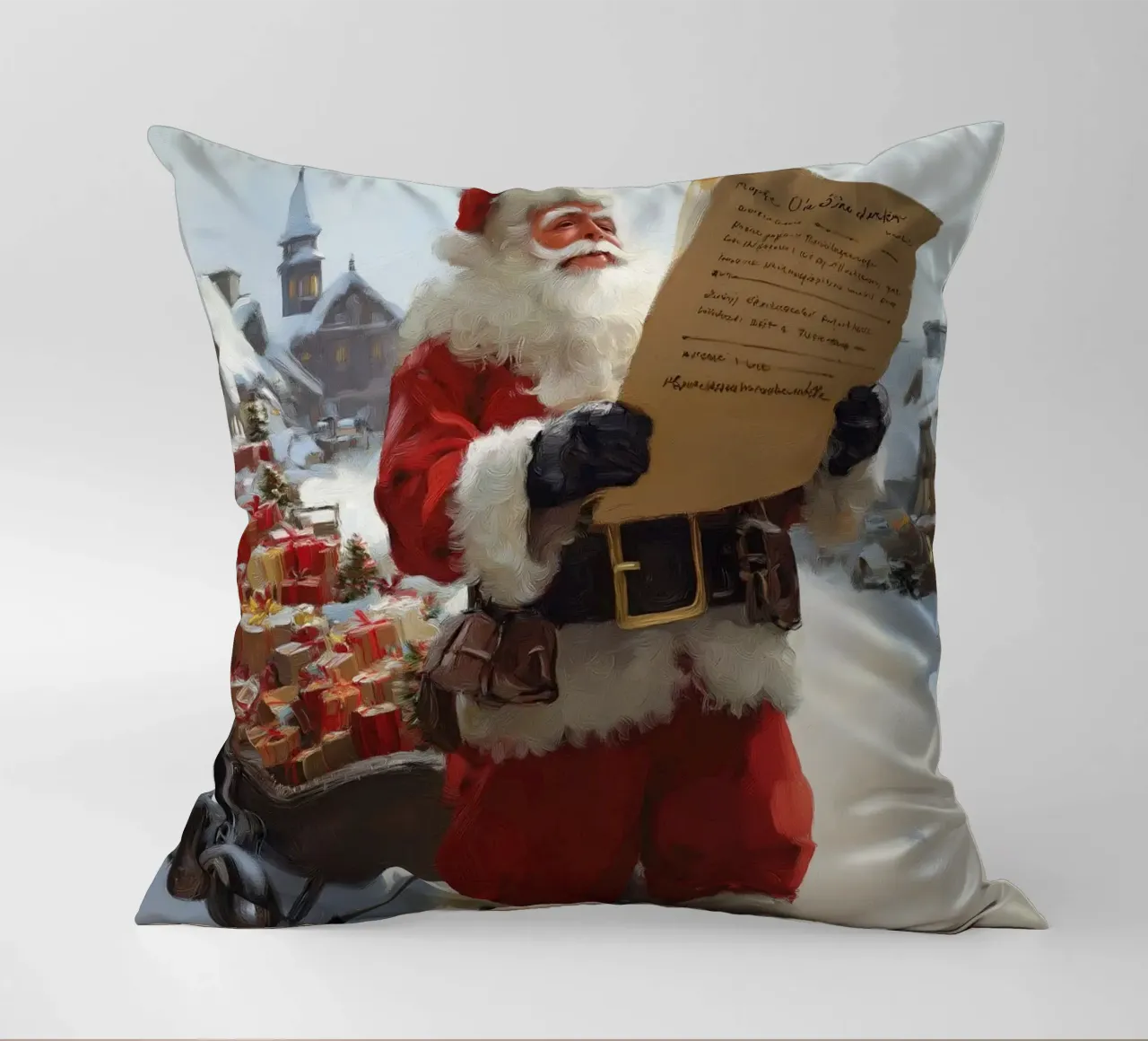 Babbo Natale con la lista dei desideri cuscino da Cozy Vibes