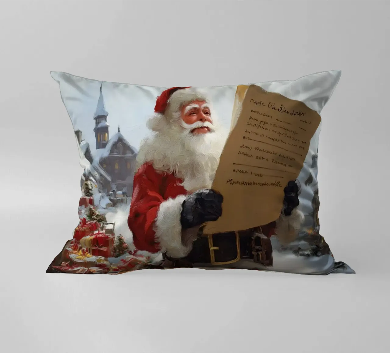 Babbo Natale con la lista dei desideri cuscino da Cozy Vibes