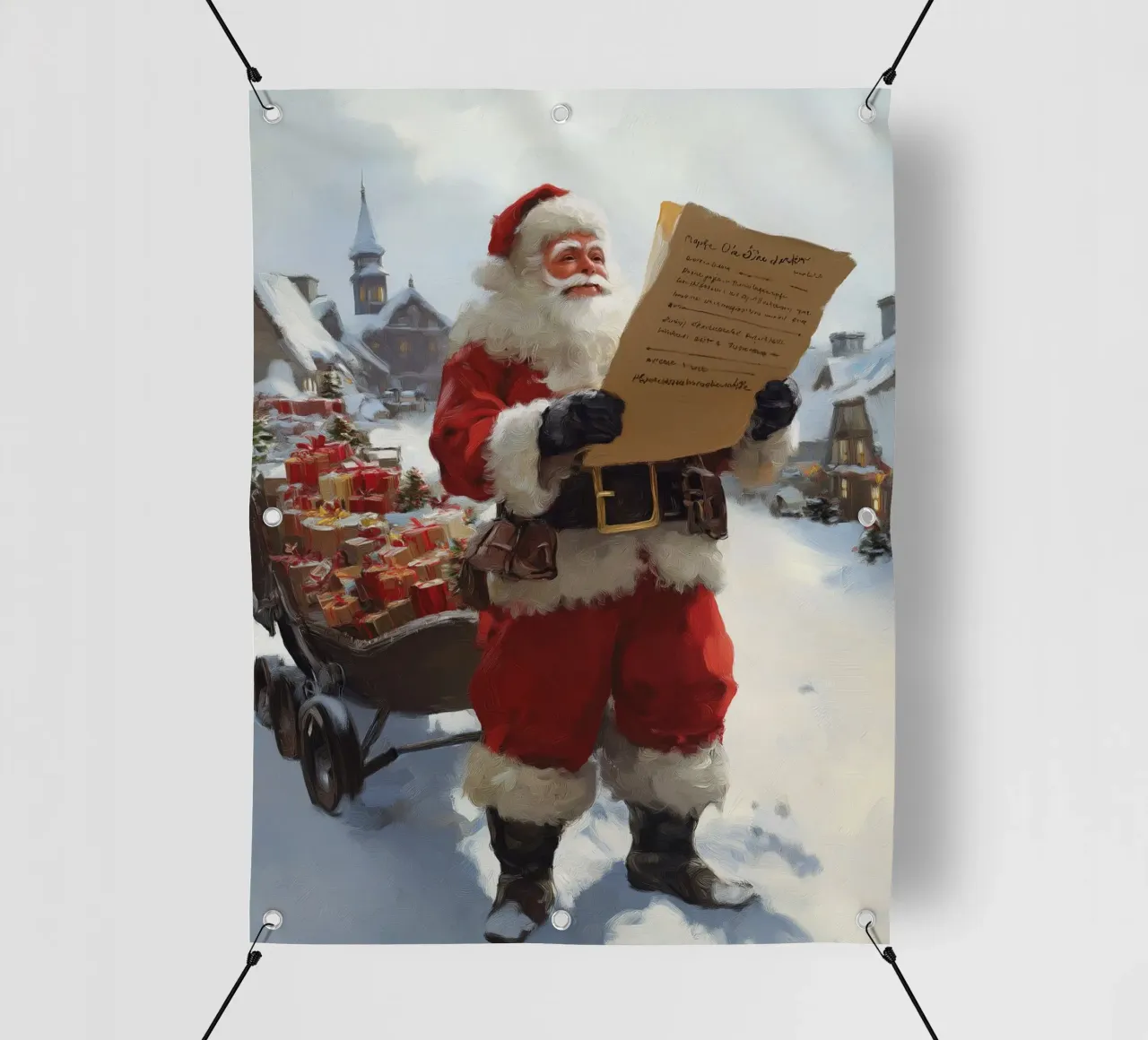 Babbo Natale con la lista dei desideri telo in pvc da Cozy Vibes