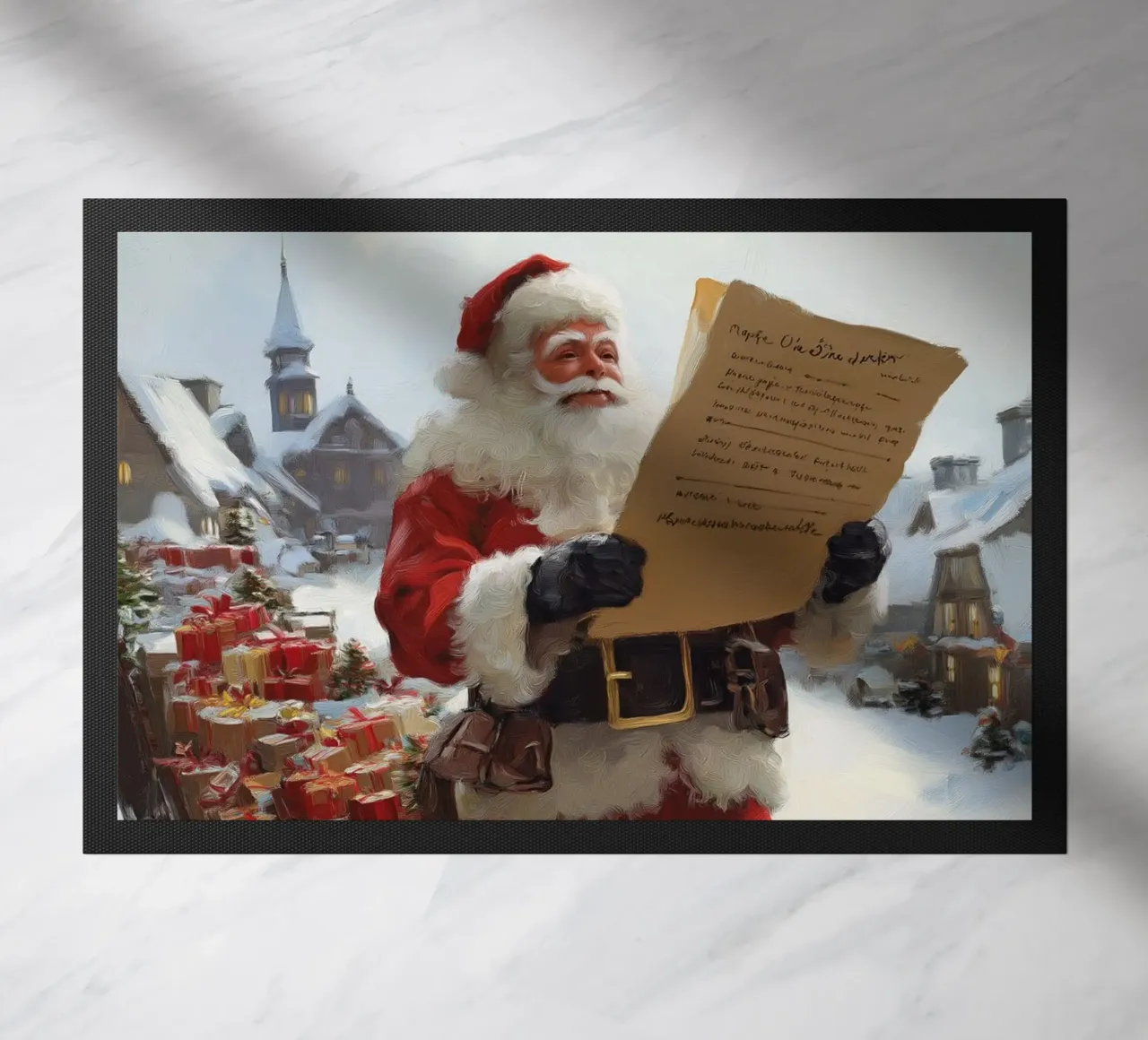 Babbo Natale con la lista dei desideri zerbino da Cozy Vibes