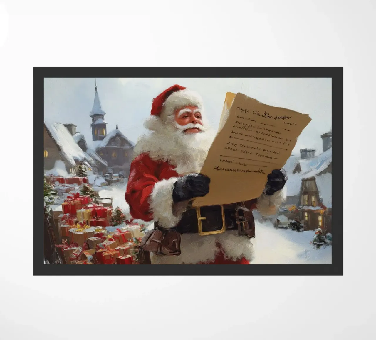 Babbo Natale con la lista dei desideri zerbino da Cozy Vibes
