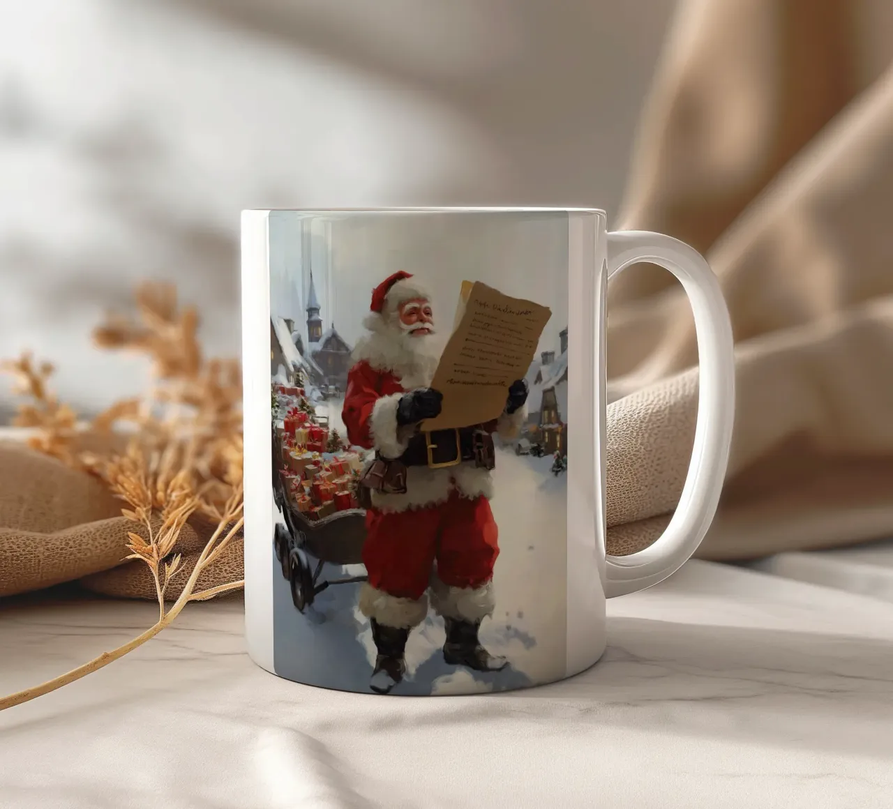 Babbo Natale con la lista dei desideri tazza in ceramica da Cozy Vibes