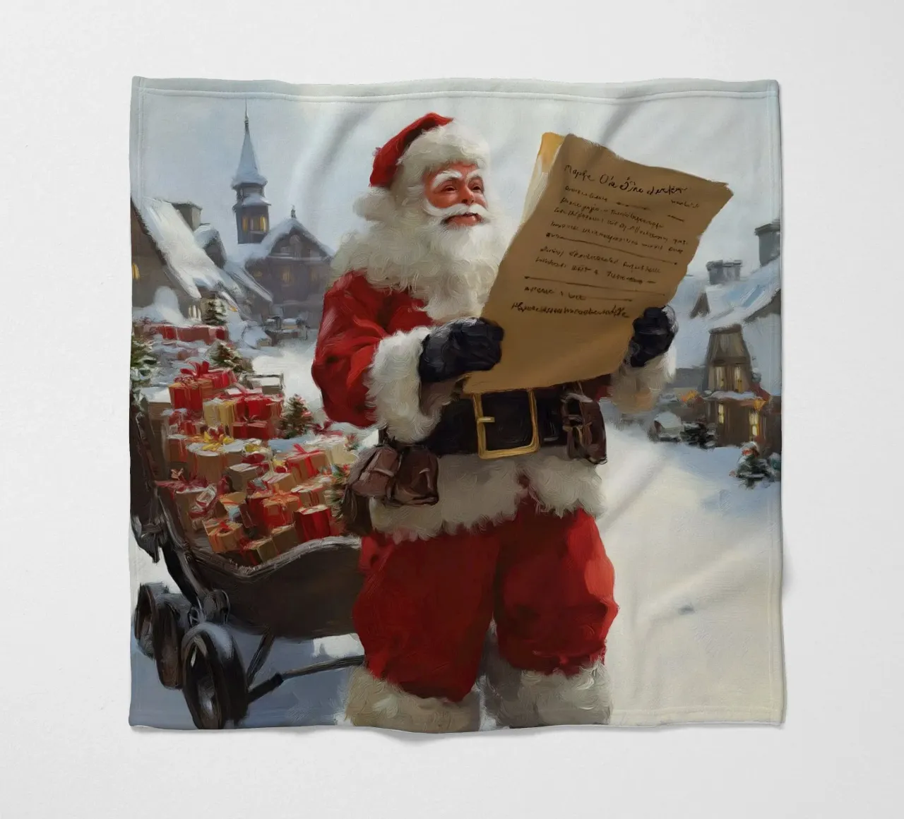 Babbo Natale con la lista dei desideri coperta in pile da Cozy Vibes