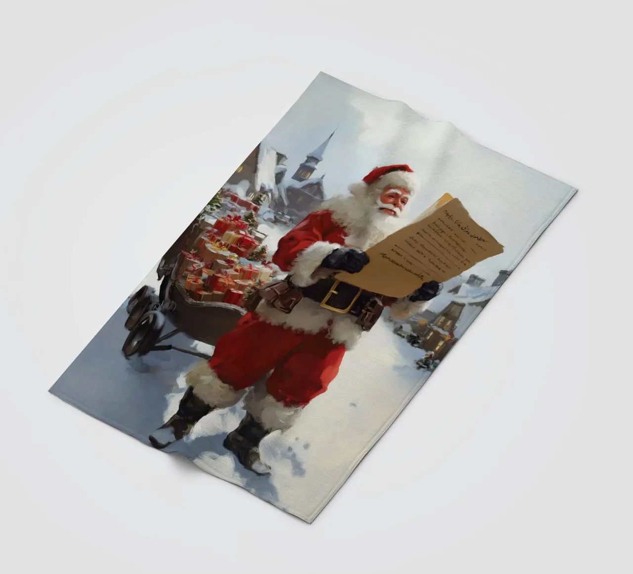 Babbo Natale con la lista dei desideri coperta in pile da Cozy Vibes