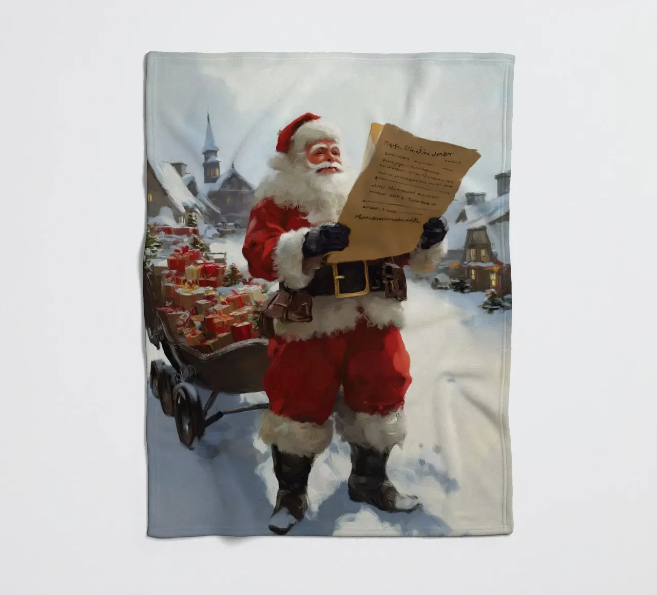 Babbo Natale con la lista dei desideri coperta in pile da Cozy Vibes