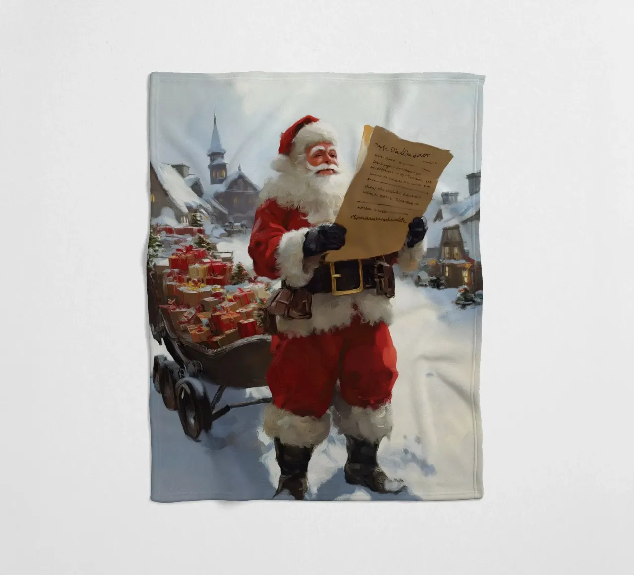Babbo Natale con la lista dei desideri coperta in pile da Cozy Vibes