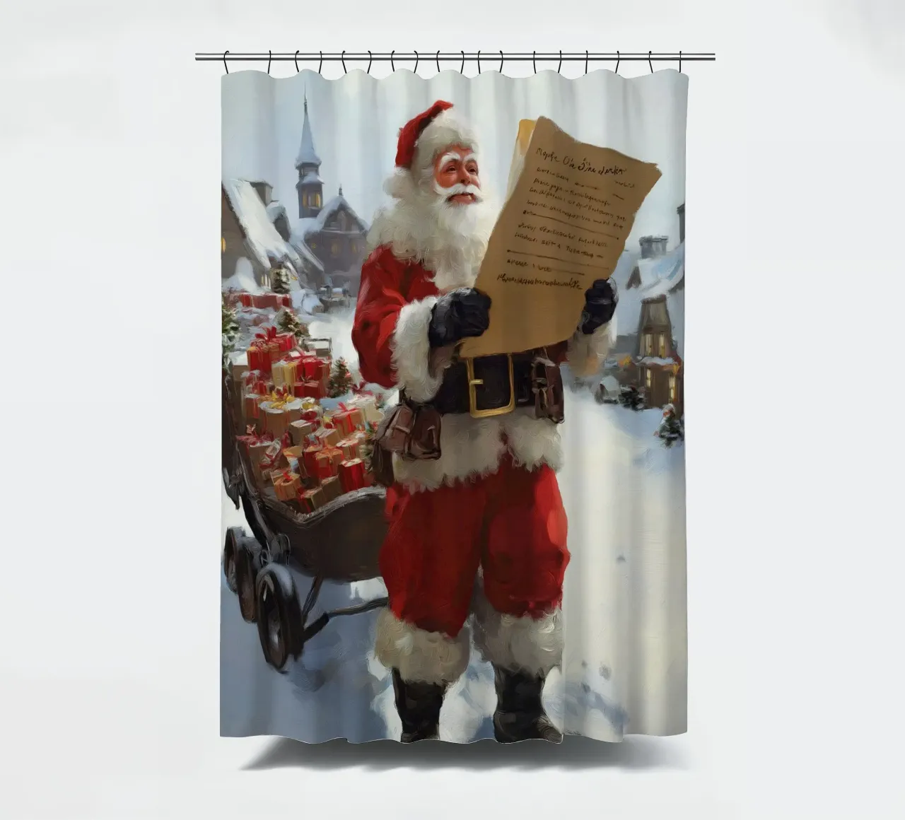 Babbo Natale con la lista dei desideri tenda da doccia da Cozy Vibes